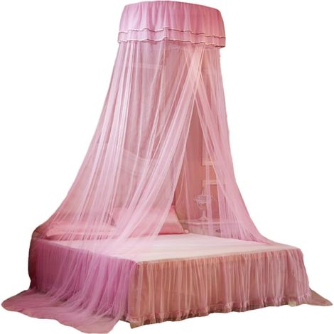 Moustiquaire suspendue en dentelle rose pour chambre à coucher (1/5)