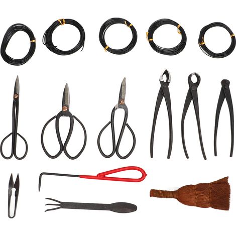 Ensemble d'outils Bonsai en acier carbone : sécateur, coupe-feuilles, râteau et kit jardin (1/5)