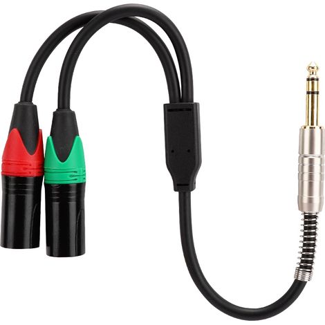 Câble Audio 0.3M 24AWG Cuivre Pur Double Blindage Jack 6.35mm Mâle vers Double XLR Mâle (1/5)