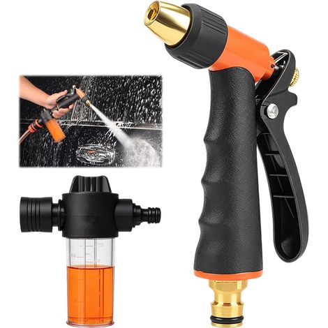 Pulvérisateur à pression en métal pour jardin et nettoyage de voiture, pulvérisateur haute pression avec jet d'eau réglable, douchette à main pour arroser et nettoyer la voiture, la terrasse (1/5)
