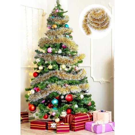 10M/32.8ft Guirlande de Noël, Paillettes de Noël Garland Metallic Gloss Sapin de Noël Garland décoration Suspendue Arbre de Noël Home Party décoration intérieure et extérieure (1/5)