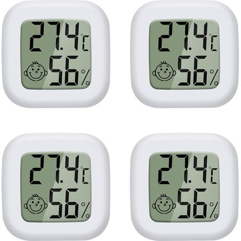 Set mit 4 Mini-LCD-Thermometern und Hygrometern für den Innenbereich, geeignet für Kinderzimmer, Zimmer älterer Menschen usw. (1/5)