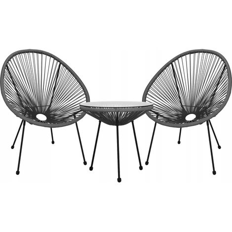 MOBILI DA GIARDINO SET CAFFÈ ACAPULCO TAVOLO SEDIE PER TERRAZZA BALCONE GRIGIO