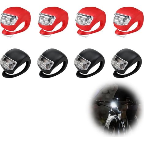 CCYKXA 8-teiliges batteriebetriebenes Fahrradbeleuchtungsset, 3 Beleuchtungsfunktionen, Fahrradbeleuchtung für Nachtfahrten (Schwarz + Rot)