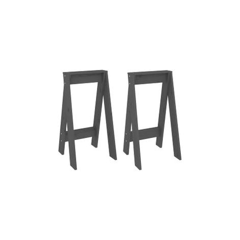 Tabourets lot de 2 gris 40x40x75 bois massif de pin (1/5)