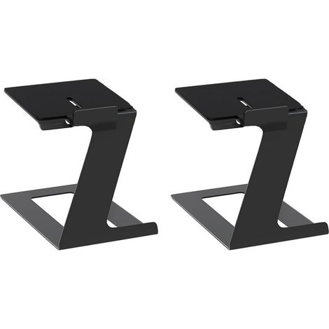 [JAMAIS UTILISÉ] Paire de supports d'enceintes de table, pour la plupart des enceintes de petite taille avec coussinet absorbant les vibrations, noir (1/5)
