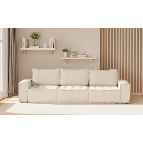 Sofa Modulsofa 3-teilig SANDE 3-Sitzer Stoff Raven Creme (1/5)