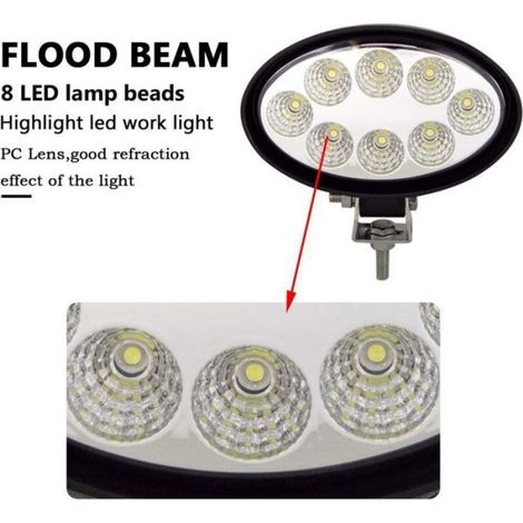 2PCS Phare de Travail LED Tracteur Ovale 14cm 5.5'' 24W Projecteur LED 12V 24V IP67 Etanche Feux Antibrouillard LED Inondation pou (1/4)