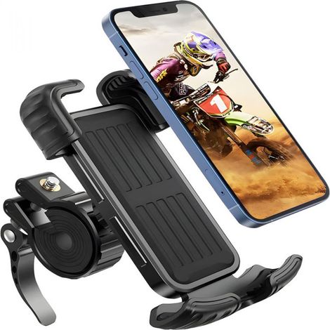 Soporte para teléfono para bicicleta, rotación de 360°, acero y ABS, 4,7-6,8 pulgadas, manillar de 22,2-31,8 mm, motocicleta/scooter (1/5)