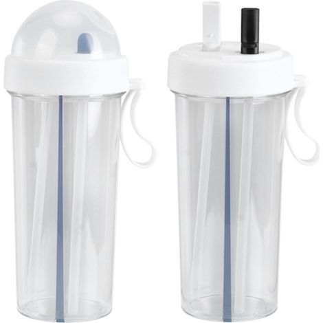 Innovative 600-ml-Trinkflasche mit Strohhalm für Zuhause, Outdoor, Camping und Sport (Weiß) (1/5)