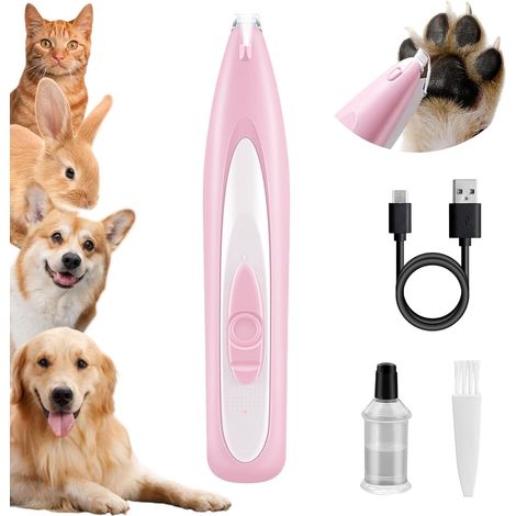Tondeuse électrique pour poils de chien, rechargeable, pour les pattes, les yeux et les oreilles, couleur rose.-AquaForge (1/5)