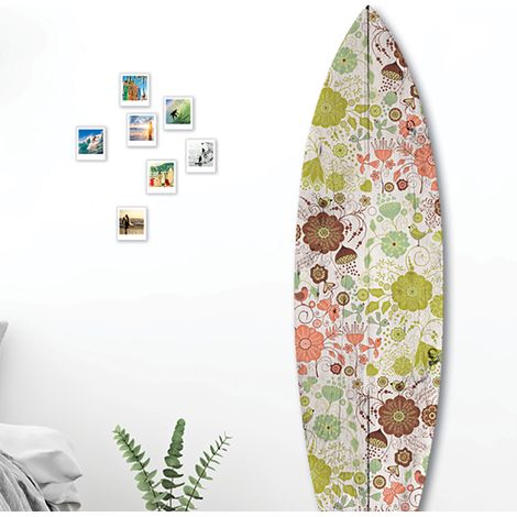 Planche de surf décorative fleuri rétro (1/4)