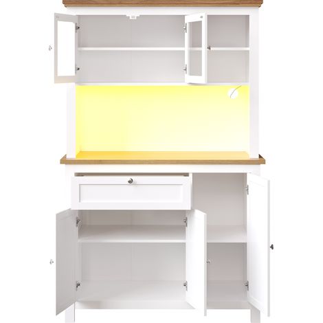 Hoher Küchenschrank 104 x 40 x 180 cm aus weißem MDF mit LED und verstellbaren Böden MODENUIT (1/5)