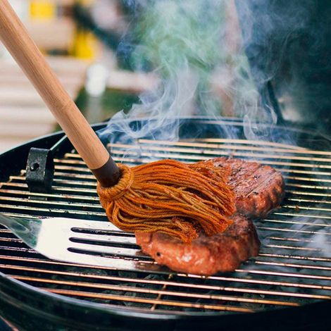 Brosse À Huile Barbecue - Tête Détachable En Coton Naturel - Manche En Bois - Pour Grill Et Cuisson Au Four - 1 Pièce (1/3)