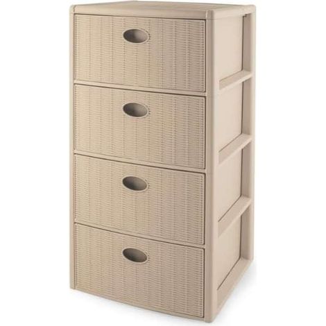 Stefanplast Cassettiera 4 posti Elegance Cashmere 40x40 H80 cm - Polipropilene - Super resistente - Fornita montata