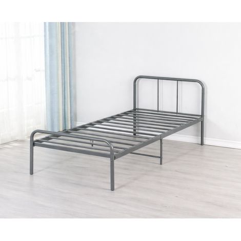 Cadre de Lit 140x190 Metal Moderne - Lit Muriel Gris - Compatibilite Adulte Enfant - Sommier Solide - Confort Optimal - Design Elegant - Couleur Noir - Dimensions Standards