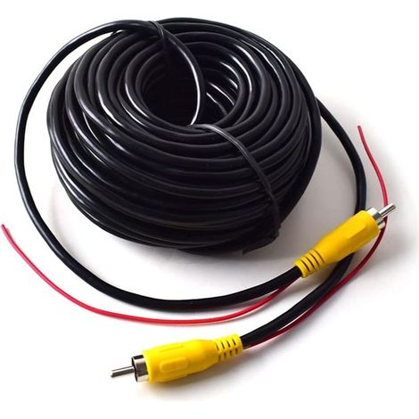 15M vidéo cable rallonge rca jack câble prise phono connecteur plug pour recul voiture fil de détection rouge (1/2)