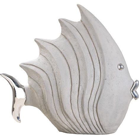 Figurine décorative en Forme de Poisson Aspect Pierre - en résine synthétique - Décoration Maritime pour Salle de Bain d'invités et WC - Couleurs : Gris argenté - 29 x 26 cm (1/5)