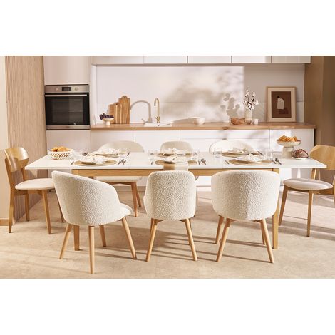 Design-Esstisch ausziehbar Weiß Füße Holz L180-260 DELAH