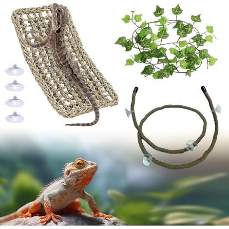 Hamac dragon barbu, terrarium à suspendre, feuilles artificielles pour reptile, reptile, accessoire de décoration pour caméléon, lézard, gecko, serpent (1/5)