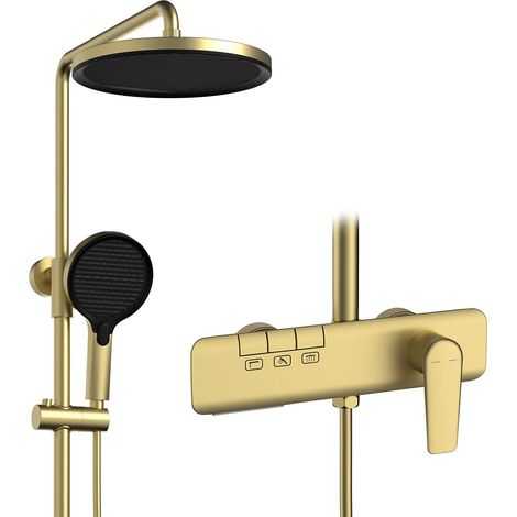Colonne de Douche, Design en Touches de Piano, 10inch/255mm Pomme de Douche Ensemble de Douche, Système de Douche avec Robinet de Baignoire Dissimulé, Cuivre 59A, Hauteur Réglable (1/5)