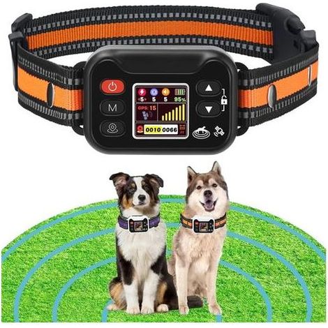 Clôture GPS sans fil anti-fugue avec collier de dressage rechargeable et étanche IPX6 pour chiens — Rayon ajustable 15-2000m, 3 modes (bip, vibration, impulsion) (1/5)