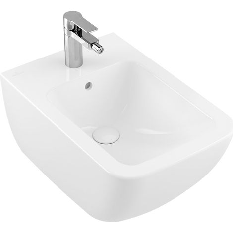 Villeroy & Boch Venticello - Bidet sospeso, con 1 foro per miscelatore, CeramicPlus, bianco alpino 441100R1