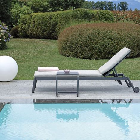 Lettino prendisole da giardino Porto Cervo con schienale reclinabile-Grigio
