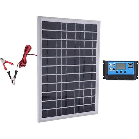 Carte de charge solaire 25 W 12 V + contrôleur 40 A pour camping-car, voiture, bateau, maison, camping, charge d'urgence (1/5)
