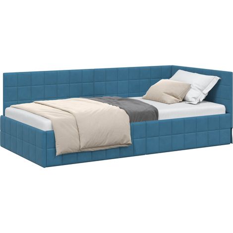 Maison Exclusive - Cornice del letto ad angolo Blu 90 cm x 200 cm Velluto