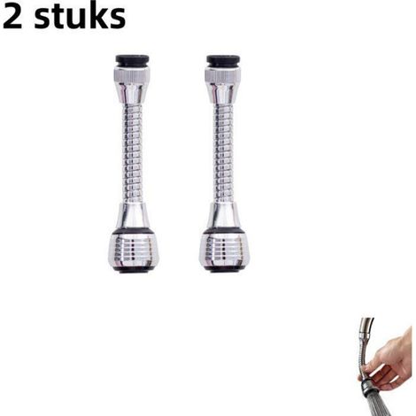 Ensemble de 2 pièces - Bec de robinet - Protection anti-éclaboussures - Filtre d'extension pour douche et cuisine - Argent - (1/4)