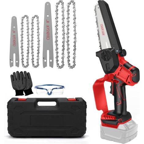 Mini-Elektrokettensäge, kompatibel mit Milwaukee 18V (Akku nicht im Lieferumfang enthalten), 8-Zoll/6-Zoll-Elektrokettensäge mit bürstenlosem Motor, kleine Kettensägenkette mit Sicherheitsverriegelung (1/5)