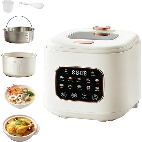 Cuiseur à riz de 3 l pour 3 à 5 personnes, cuiseur à riz avec cuiseur vapeur et 10 fonctions, minuterie 24h, fonction de réchauffement 24h, commande (1/5)
