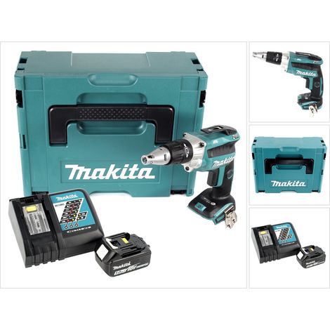 Makita DFS 250 RT1J Tournevis à cloison sèche 18 V Brushless + 1x Batterie 5,0 Ah + Chargeur + Coffret Makpac