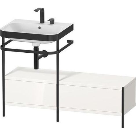 Ensemble lavabo HAPPY D.2 PLUS 1200x490mm sans trou de robinetterie, blanc super mat