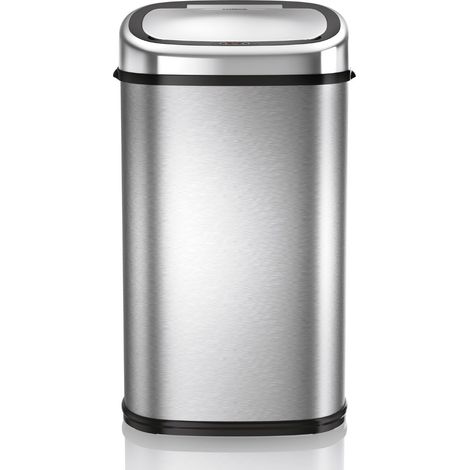 Poubelle Automatique - Poubelle à Capteur en Acier Inoxydable avec Fermeture Automatique en Douceur, Commande Manuelle - Poubelle Cuisine de 58 L -Argenté (1/5)