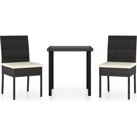 Outdoor Dining Set Black,Cream Poly rattan 3 Piece Set Durable vidaXL (1/5)