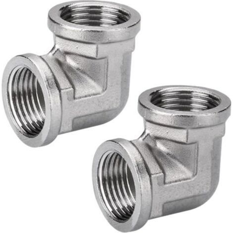 2 Stück 304 Edelstahl-Winkel 90° 1/2" IG/IG, 1/2" Edelstahl 90°-Winkel, 1/2" Innengewinde, Winkel-Winkel für Bewässerungsinstallationen (1/5)