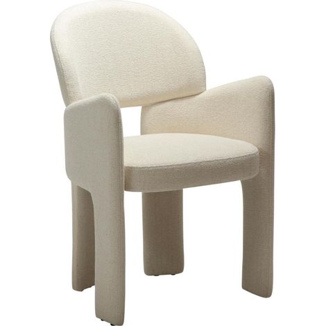 Aole Esszimmerstuhl mit Armlehnen Bouclé beige. (1/5)