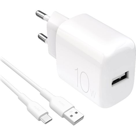 Cargador de pared USB-A Prolite de 10 W con cable USB-A a USB-C de 1,2 m - blanco (1/3)