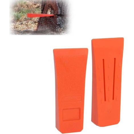 6 Inch Chainsaw Felling Wedges with Spike for Safe Felling, ABS Garden Splitting Wedges with Bag, Sturdy and Durable, Lumberjack Accessory Tools (Pack of 2) (1/5)