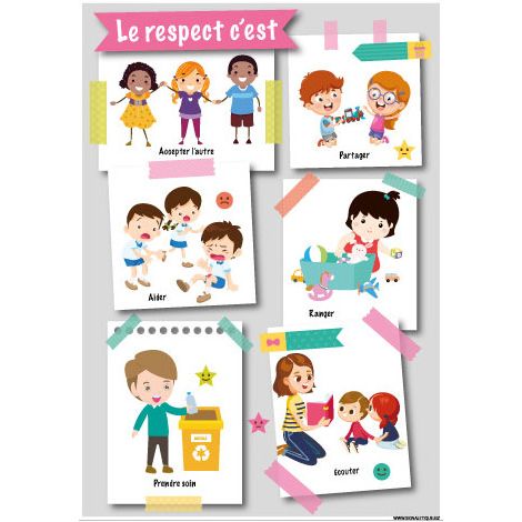 PANNEAU LE RESPECT A L'ECOLE (G1506) - Adhésif - 75 x 105 mm