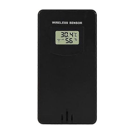 KLVGTIFS PU - Hygromètre électronique numérique sans fil avec capteur de température et d'humidité, thermomètre intérieur/extérieur et station météo, noir parfait (1/5)