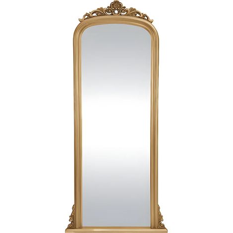 Grand miroir en bois de paulownia avec moulures - H.180 cm - Doré - MERRY (1/5)