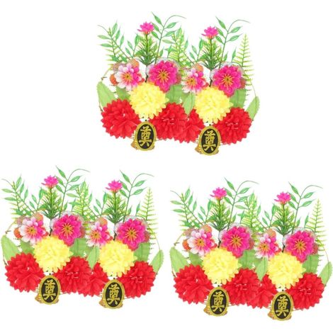Lot De 3 Bouquets De Fleurs Artificielles pour Vases À Fleurs Artificielles Supports De Vases pour Cimetière Commémoratif 2 Pièces X 3 (1/5)
