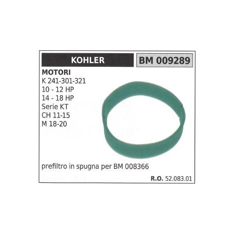 Prefiltro aria in spugna KOHLER trattorino rasaerba K  241 301 321 009289