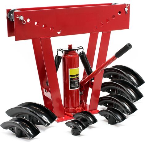 Wiltec Rohrbiegemaschine hydraulisch 16 t, Biegewinkel bis 90°, Rohrbiegegerät Rohrbieger mit 8 Presstücken 21,3-88,9 mm, Biegemaschine Rohre (1/5)