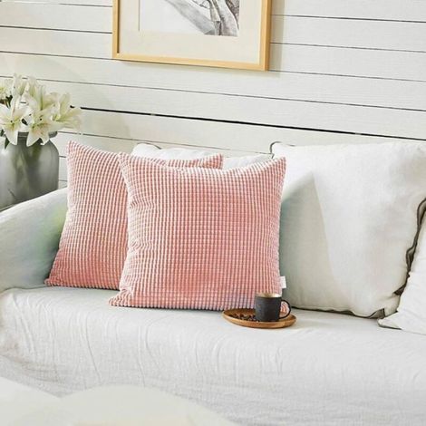 Taie Doreiller - Velours Côtelé - 45x45 Cm - Décorative - Lot De 2 (1/4)