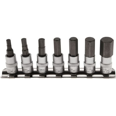 Douille Embout - Acier Chrome Vanadium - Carré 1/4 Pouces - 4 5 6 7 8 10 12 Mm - Pour Clés À Douille Et Cliquets - Lot De 7 (1/2)