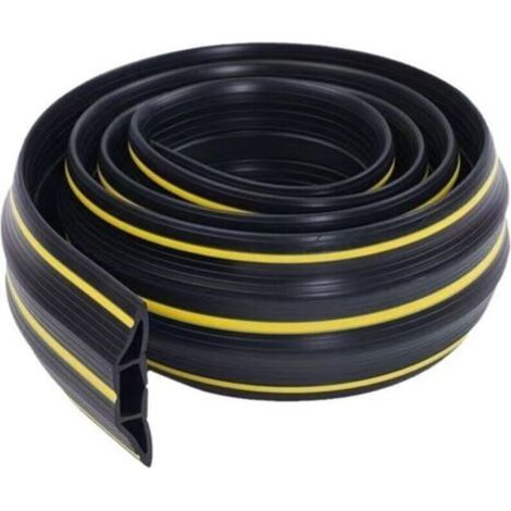 schwarzer Bodenkabelkanal mit gelbem Streifen, 83 mm x 17 mm x 2 m, ideal für Büro, Zuhause und Fitnessstudio.